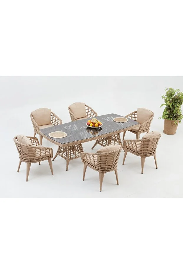 Linda Bahçe Balkon Masa Takımı 6 Kişilik